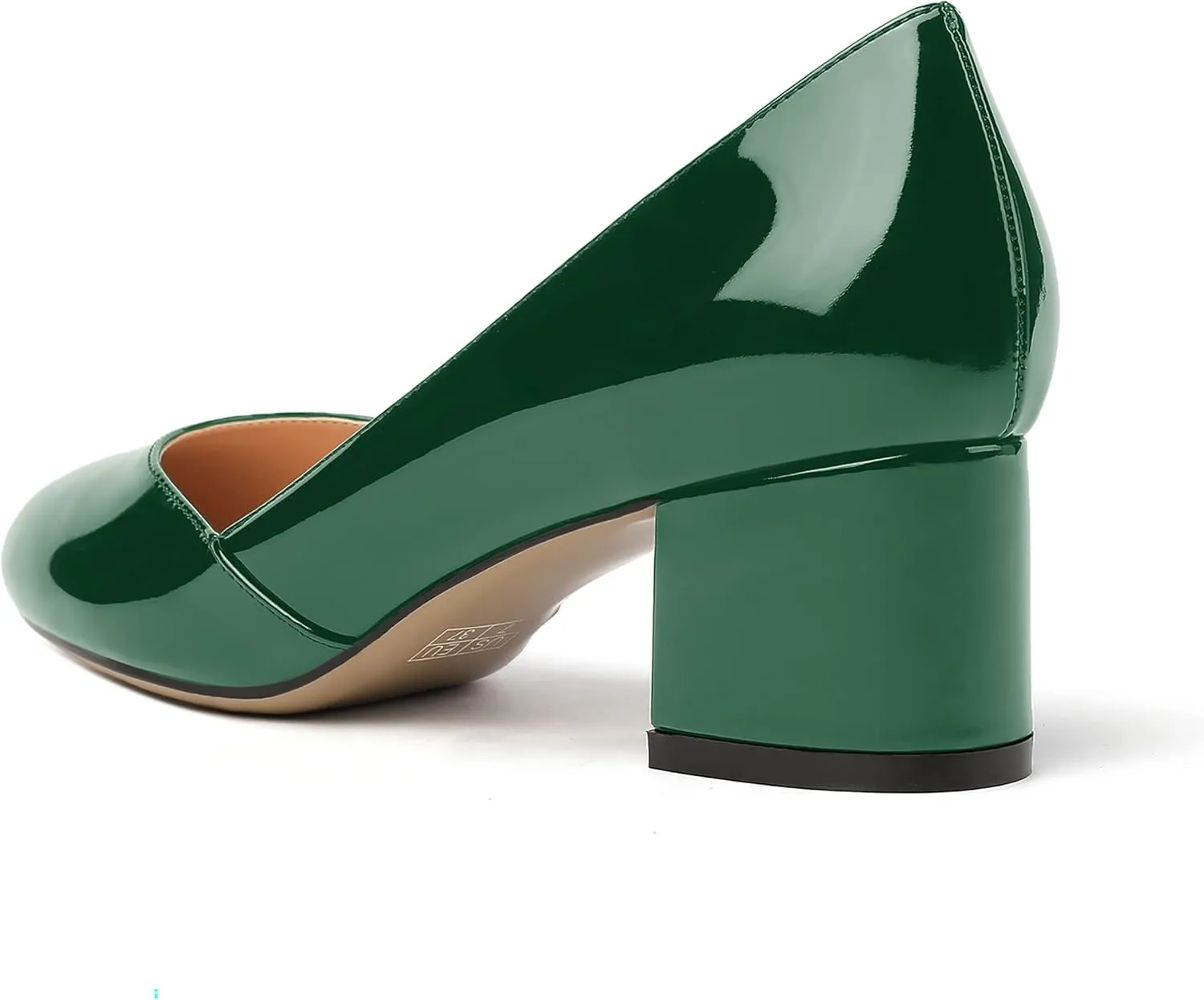 MODENCOCO Women's Block Round Toe Slip On Patent Chunky Low Heel Pumps Wedding Dress Shoes 2 Inch