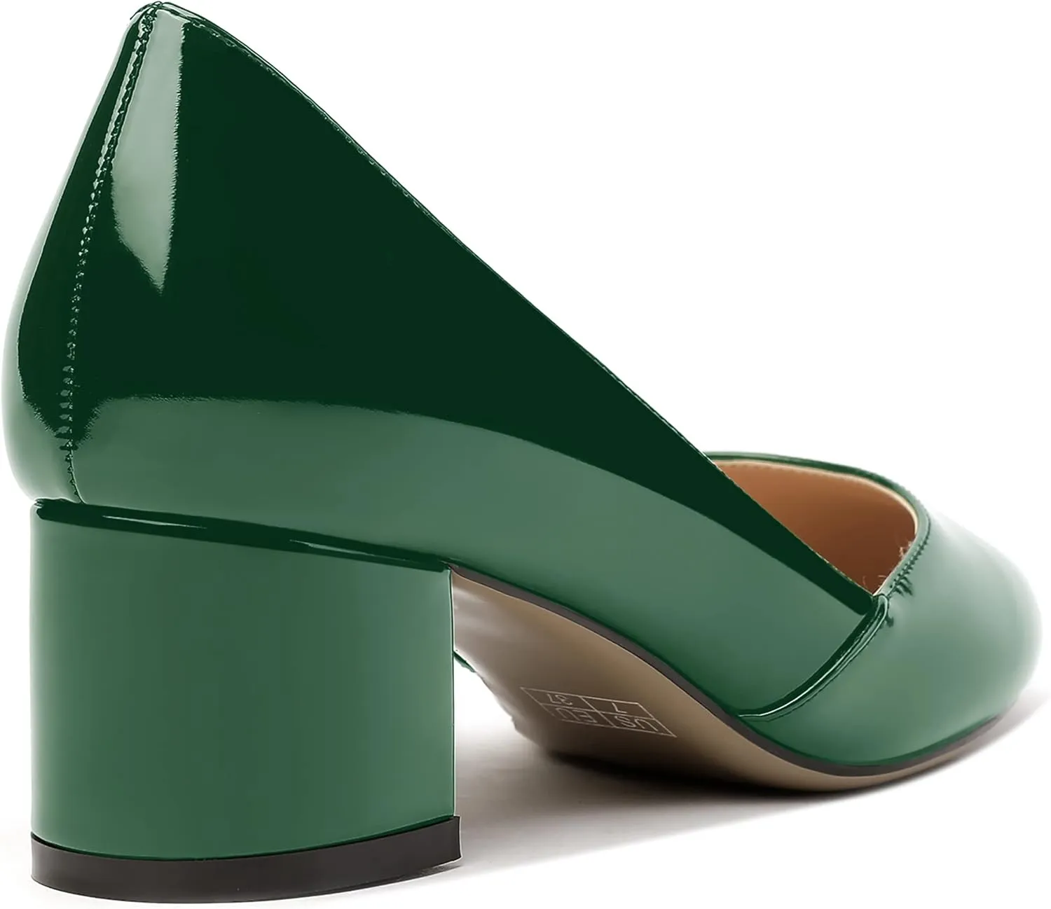MODENCOCO Women's Block Round Toe Slip On Patent Chunky Low Heel Pumps Wedding Dress Shoes 2 Inch