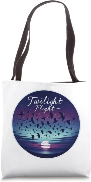 Moonrise Migration: Flock of Birds Evening Flight to Roost Tote Bag