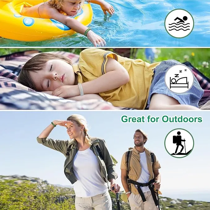 Mosquito Repellent Bracelets, 2 Pack Silicone Mosquito Repellent Wristbands, DEET-Free Insect & Bug Repellent Wrist Bands for Adults and Kids Indoor Outdoor Use (Dark Green&Gray)