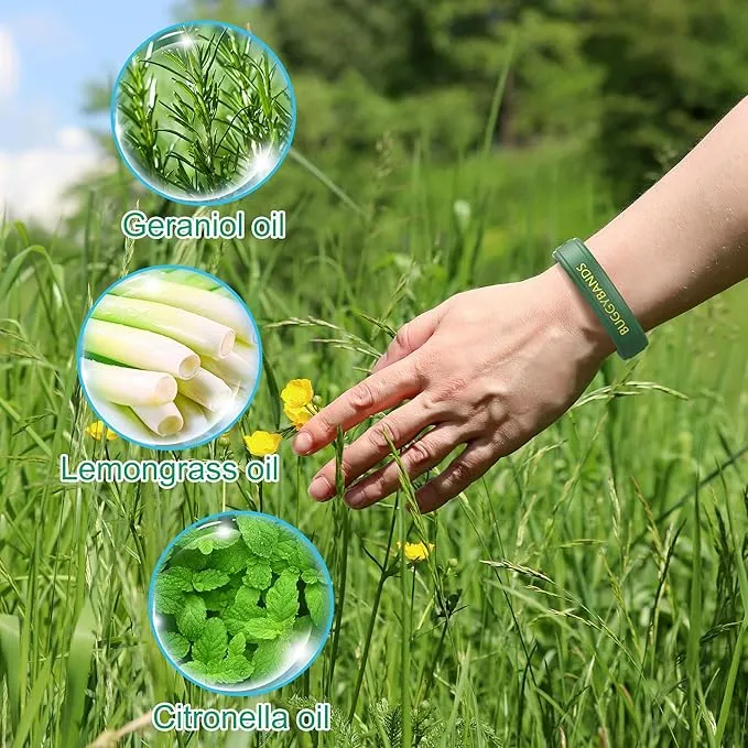 Mosquito Repellent Bracelets, 2 Pack Silicone Mosquito Repellent Wristbands, DEET-Free Insect & Bug Repellent Wrist Bands for Adults and Kids Indoor Outdoor Use (Dark Green&Gray)