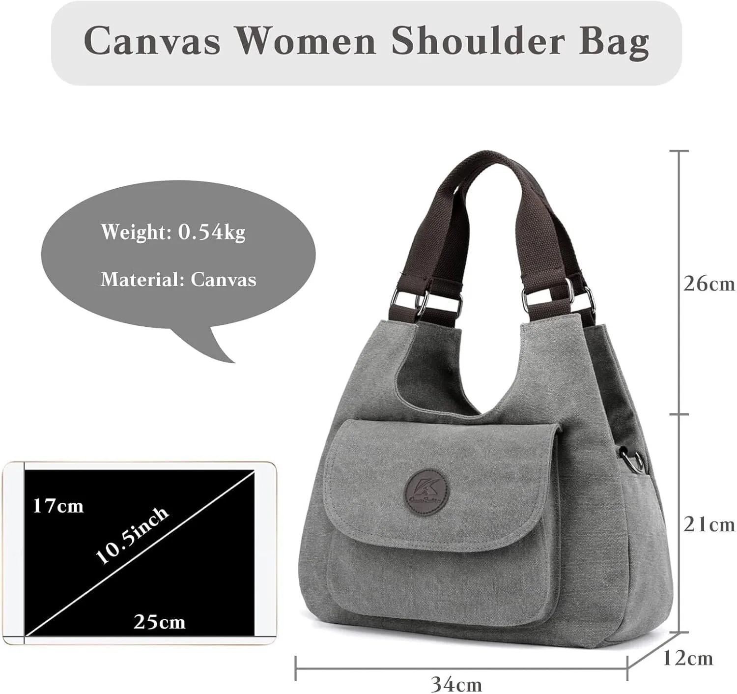 Multifunctional Clutch Tote Ladies Top Handle for Shopping Retro Women Underarm Canvas Shoulder Casual Handbag