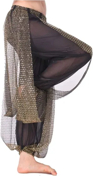 MUNAFIE Belly Dance Harem Pants Arabic Halloween Lantern Shiny Pants Fancy Pants US0-14