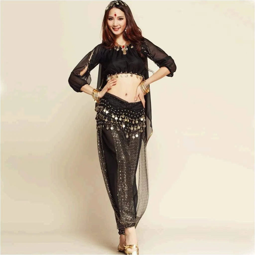 MUNAFIE Belly Dance Harem Pants Arabic Halloween Lantern Shiny Pants Fancy Pants US0-14