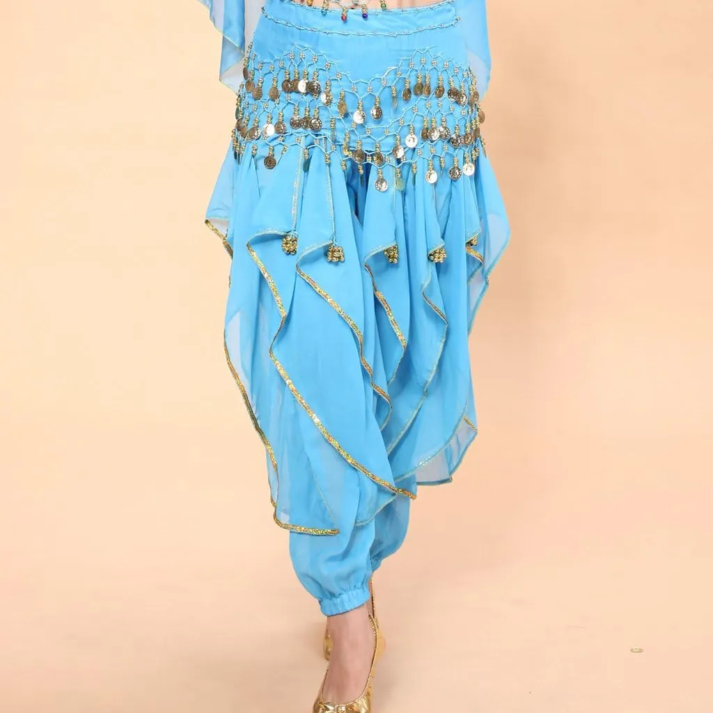 MUNAFIE Belly Dance Harem Pants - Tribal Costume Pants for Women, High Waisted Elastic Waistband, Soft Stretchy Fabric