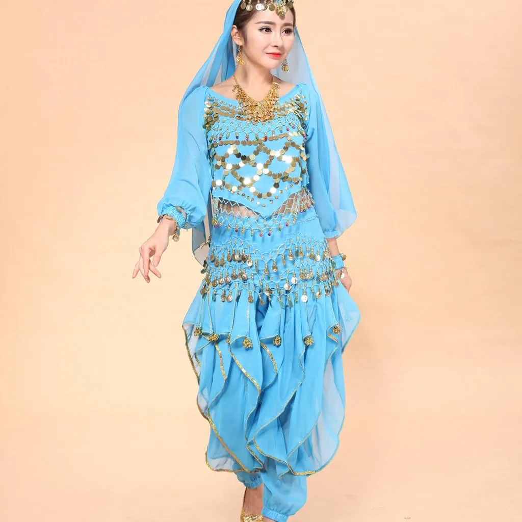 MUNAFIE Belly Dance Harem Pants - Tribal Costume Pants for Women, High Waisted Elastic Waistband, Soft Stretchy Fabric