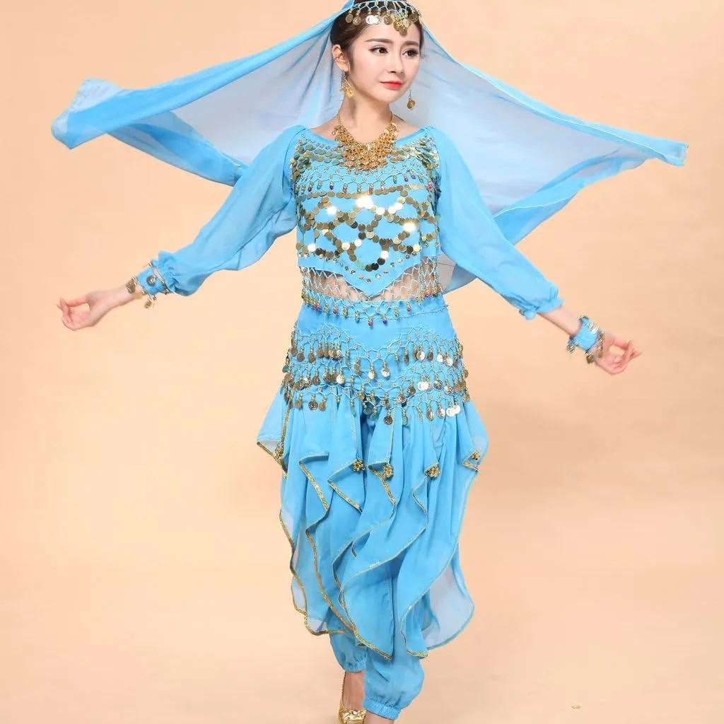 MUNAFIE Belly Dance Harem Pants - Tribal Costume Pants for Women, High Waisted Elastic Waistband, Soft Stretchy Fabric