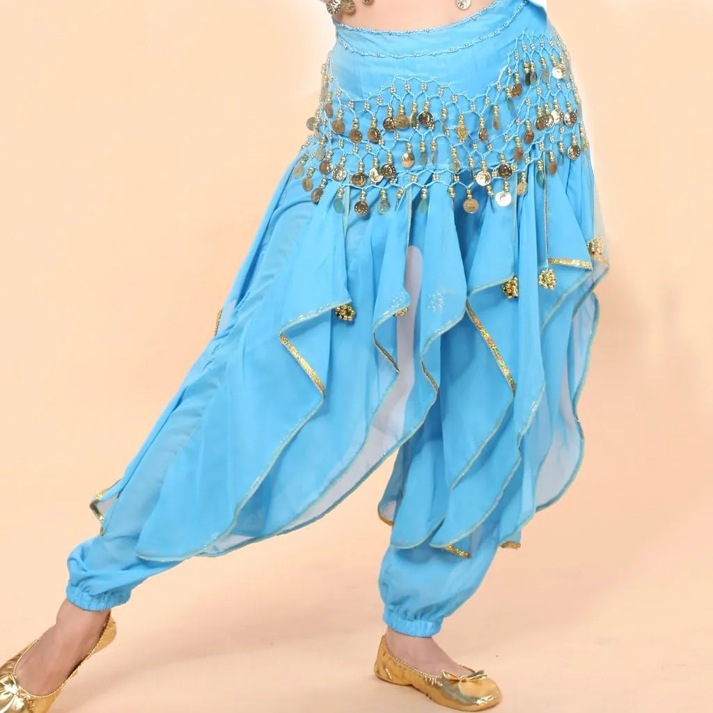 MUNAFIE Belly Dance Harem Pants - Tribal Costume Pants for Women, High Waisted Elastic Waistband, Soft Stretchy Fabric