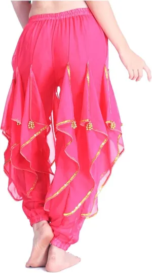 MUNAFIE Belly Dance Harem Pants - Tribal Costume Pants for Women, High Waisted Elastic Waistband, Soft Stretchy Fabric