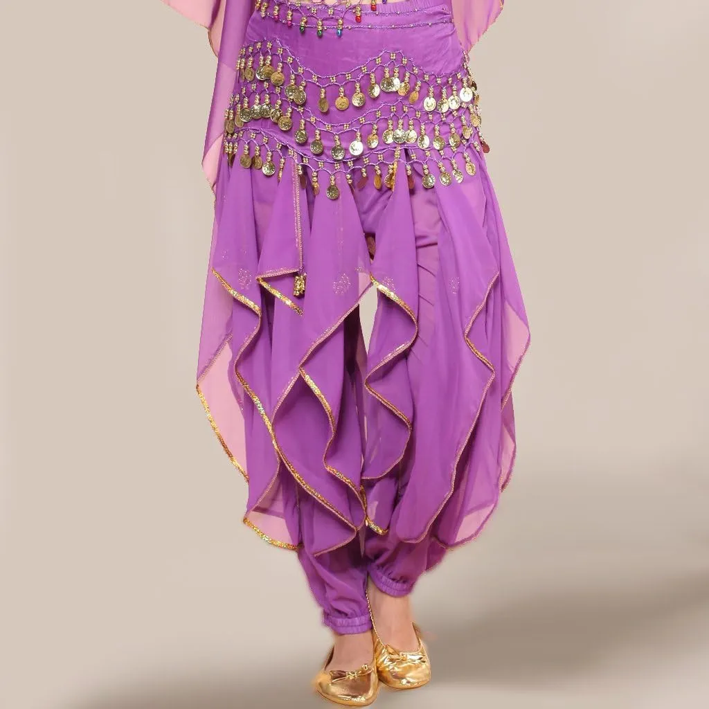 MUNAFIE Belly Dance Harem Pants - Tribal Costume Pants for Women, High Waisted Elastic Waistband, Soft Stretchy Fabric