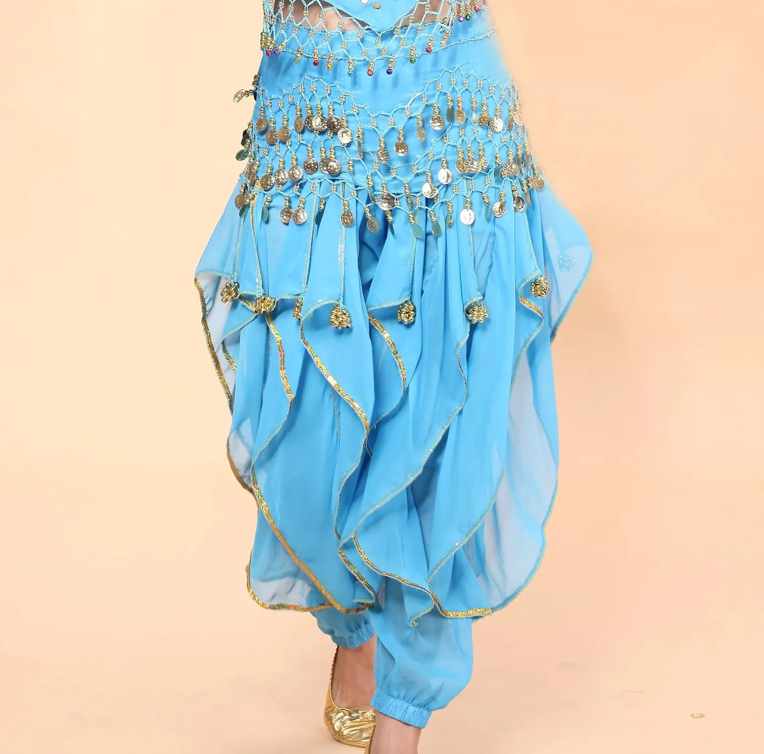 MUNAFIE Belly Dance Harem Pants - Tribal Costume Pants for Women, High Waisted Elastic Waistband, Soft Stretchy Fabric