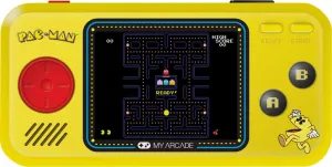 My Arcade Pocket Player Handheld Game Console: 3 Built In Games, Pac-Man, Pac-Panic, Pac-Mania, Full Color Display, Speaker, Volume Controls, Headphone Jack, Battery or Micro USB Powered, Yellow