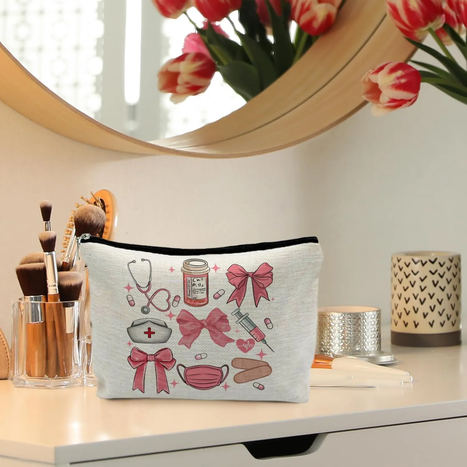 Nursing Student Gifts, Pink Nursing Accessories Makeup Bag, School Nurse Gifts, Nurse Graduation Gift, Future Nurse Gifts, Medical Student Gifts, Cute Gifts for Nursing Students Cosmetic Bags