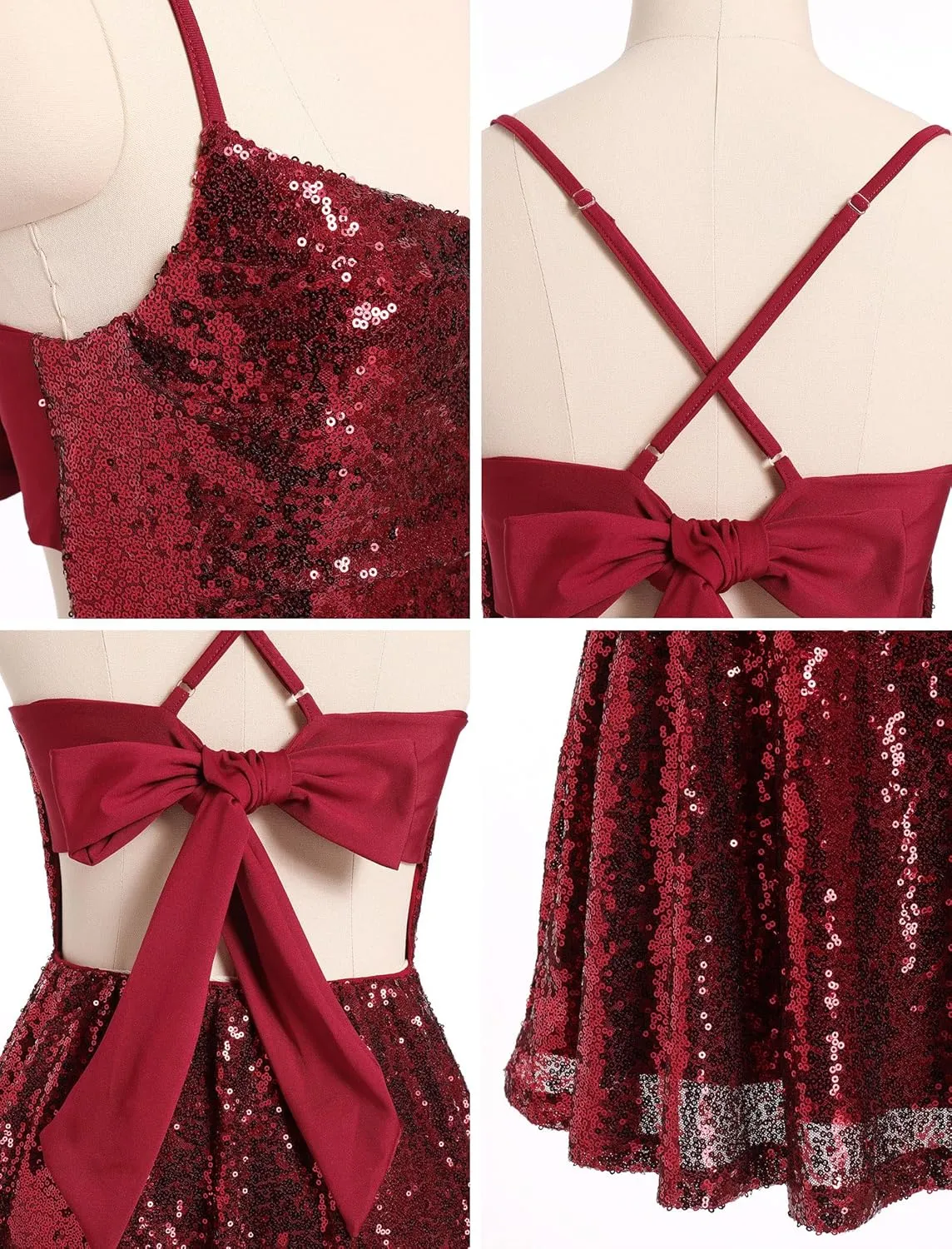 ODIZLI Women's Sexy Sparkle Sequins Glitters Tie Back Ruffle Mini Dress Homecoming Prom Dress