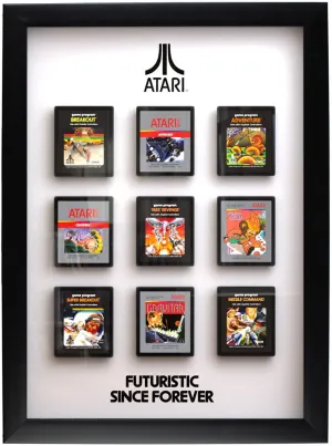 Official Atari 3D Gaming Wall Art, Authentic Cartridges Collection for Gaming Setup, Gaming Wallpaper, Gaming Room Decor and Gaming Wall Stickers, Black Frame - ThumbsUp!