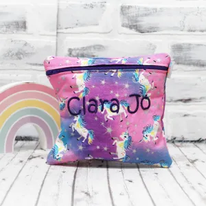 Ombre Unicorns and Rainbows Personalized Reusable Food Bag