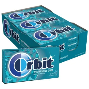 ORBIT Gum Wintermint Chewing Gum Sugar-Free, 12 Packs of 14 Pieces (168 Total) Bulk Box