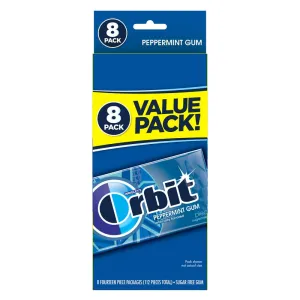 ORBIT Peppermint Sugarfree Chewing Gum Bulk, 8 Packs of 14-Pieces (112 Total Pieces)