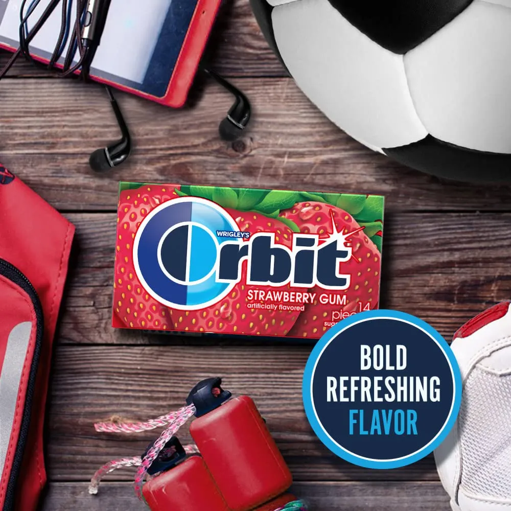 ORBIT Strawberry Sugar Free Chewing Gum, 12 Packs of 14-Pieces (168 Total Pieces)
