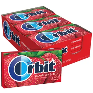 ORBIT Strawberry Sugar Free Chewing Gum, 12 Packs of 14-Pieces (168 Total Pieces)