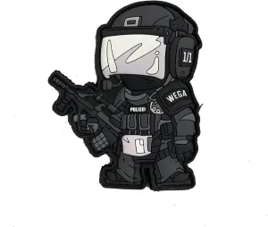 Patchlab WEGA Vienna Police Officer PVC Rubber Morale Patch, with Suit and Machine Gun, Hook and Loop Attachment, Mask Patches for Backpacks, Jackets | for Collectors & Patriots, Multicolor, 3 inches