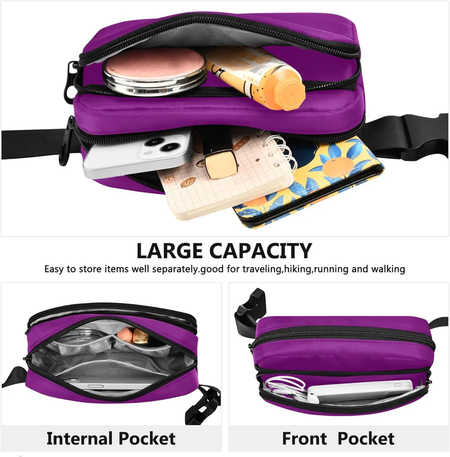 Patriarch Fanny Pack for Women Waterproof Hip Bag Belt Purse Bright Waist Pouch for Women