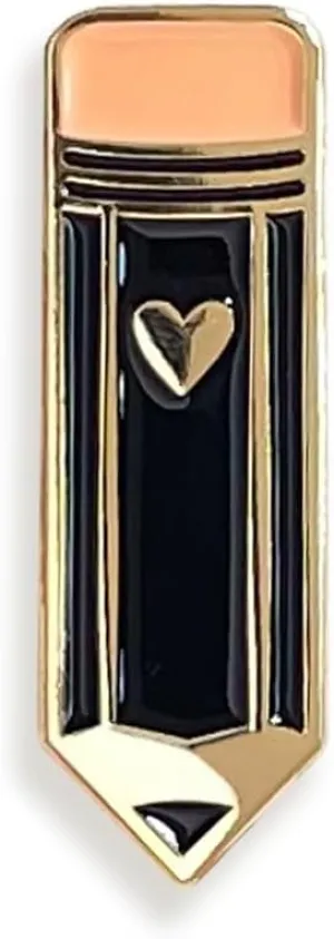 Pencil Enamel Pin with Heart – Cute, Shiny Gold and Black Lapel Pin for Backpack, Jacket, Bag, Hat – Perfect Teacher, Writer, Student Gift – Creative School Accessories – Birthday, Holiday Stocking Stuffer – USA Small Business