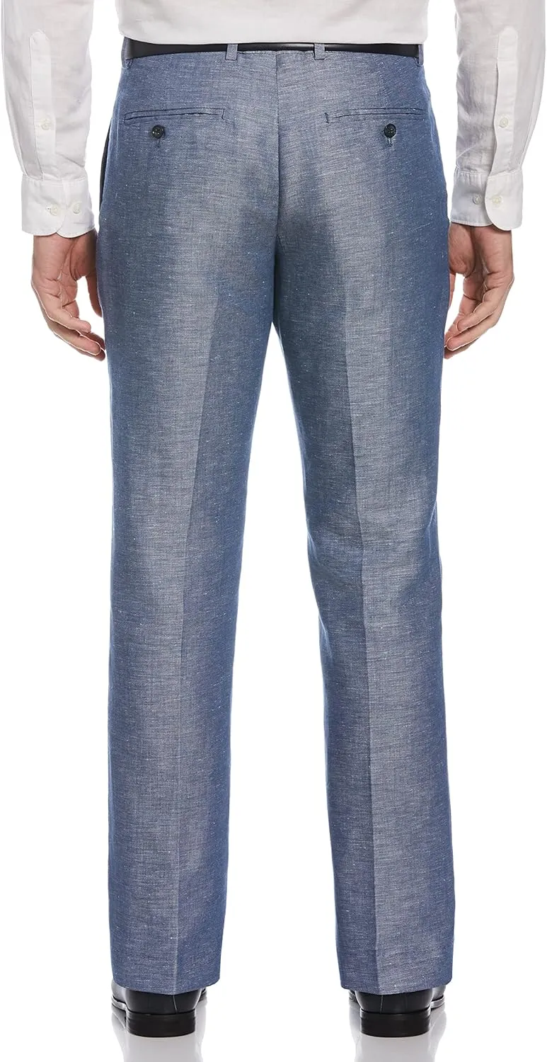 Perry Ellis Men's Portfolio Essential Linen Blend Dress Pants, Durable Solid Twill, Modern Fit, Breathable & Lightweight