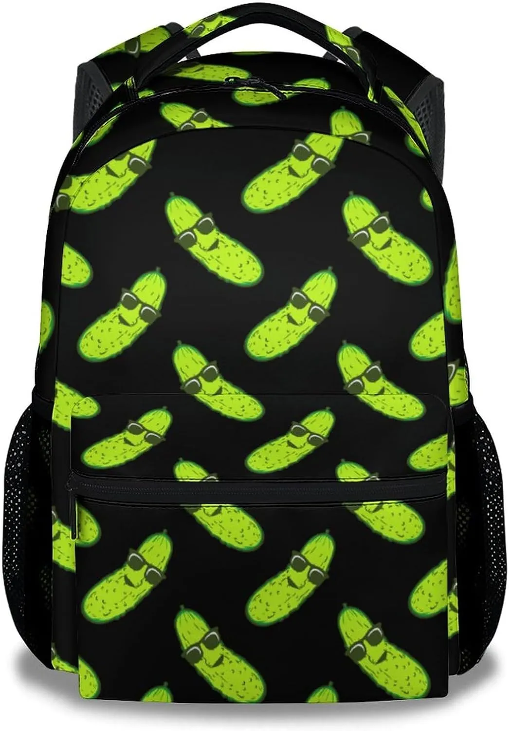 Pickle School Backpack for Girls Boys, 16 Inch Black Backpacks for Kids Age 10-12, Cute Lightweight Bookbag for Travel