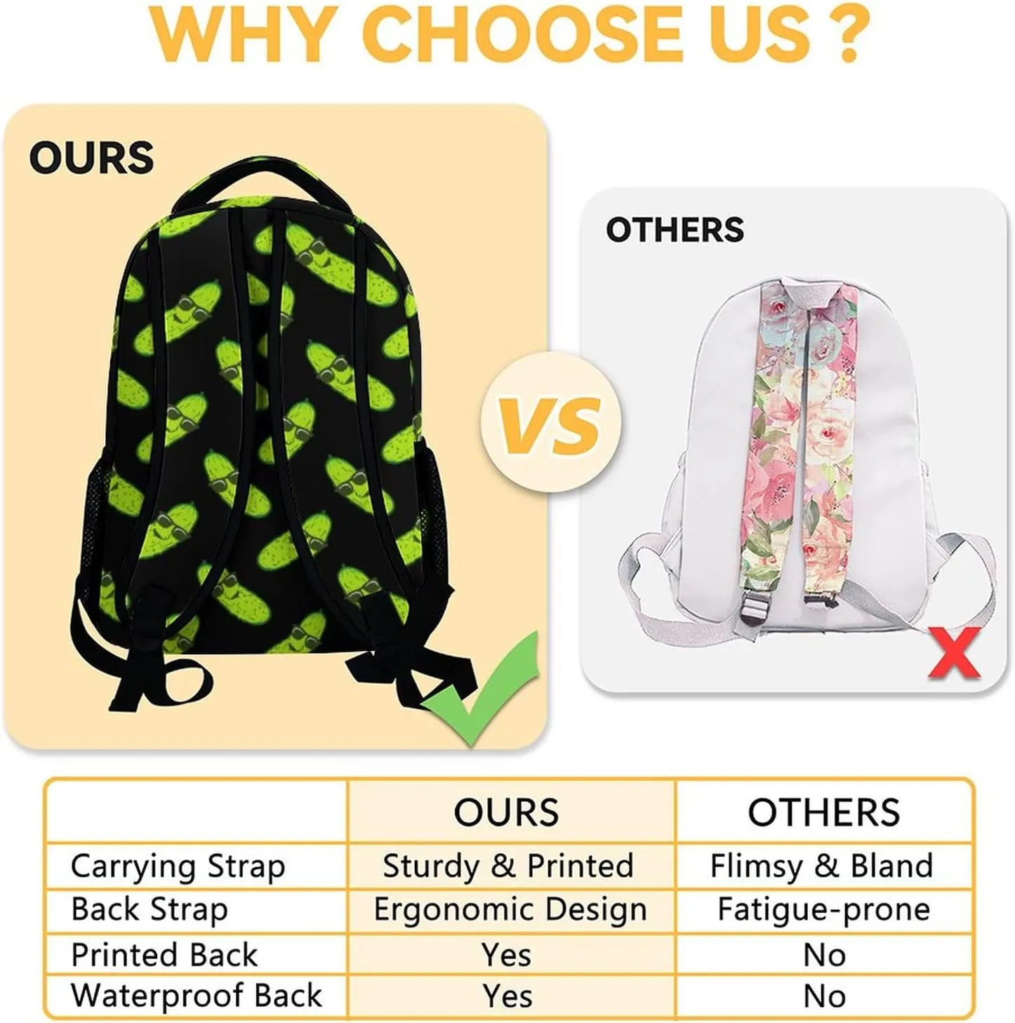 Pickle School Backpack for Girls Boys, 16 Inch Black Backpacks for Kids Age 10-12, Cute Lightweight Bookbag for Travel