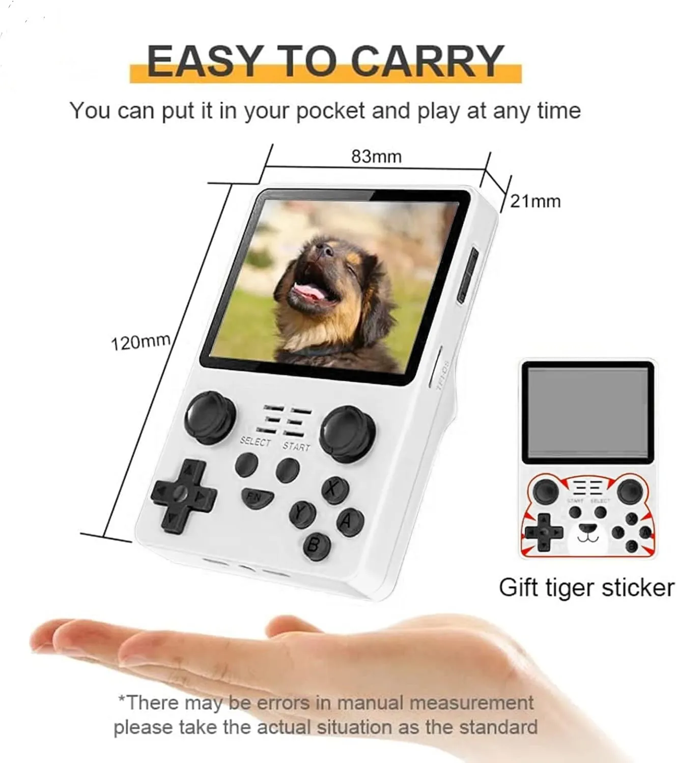 Powkiddy RGB20S Handheld Game Console Pow Kitty Handheld Arcade Game Built-in 15,000 Games & 64G 3.5 Inch IPS Screen Open Source System, Retro Games Consoles Classic Emulator (White)