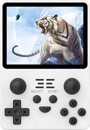 Powkiddy RGB20S Handheld Game Console Pow Kitty Handheld Arcade Game Built-in 15,000 Games & 64G 3.5 Inch IPS Screen Open Source System, Retro Games Consoles Classic Emulator (White)