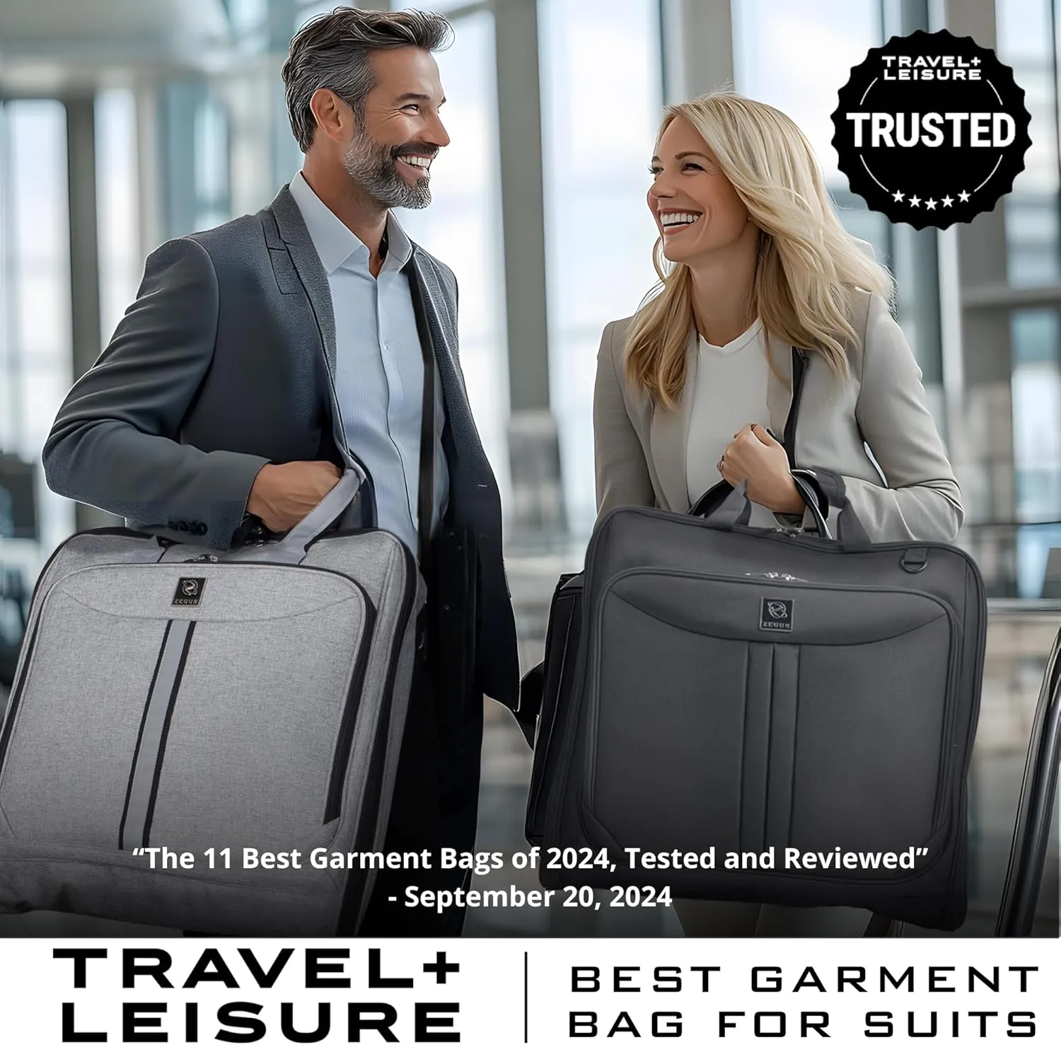 Premium Suit Carry On Garment Bag for Travel & Business Trips With Shoulder Strap