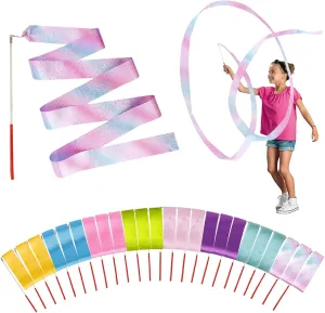 Princess Party Favors - 24pcs Dance Ribbon Wand for Kids 4-8 8-12 Princess Mermaid Birthday Party Streamers Decorations Supplies Girls Princess Party Carnival Outdoor Games Goodie Bag Stuffers