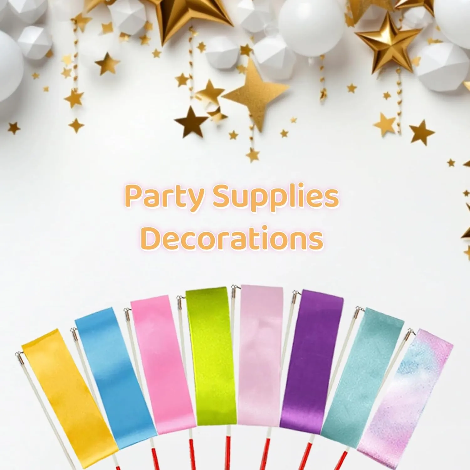 Princess Party Favors - 24pcs Dance Ribbon Wand for Kids 4-8 8-12 Princess Mermaid Birthday Party Streamers Decorations Supplies Girls Princess Party Carnival Outdoor Games Goodie Bag Stuffers