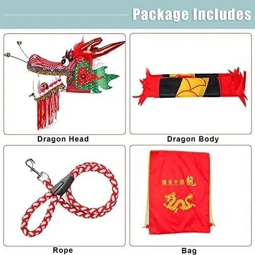 PuLAif Dragon Ribbon Streamer,Dragon Silk Flowy,3D Dragon Poi Chinese Dragon Dance Ribbon Streamer for Outdoor Spring Outing, Fiberglass Handsticks   Travel Bag(12m)