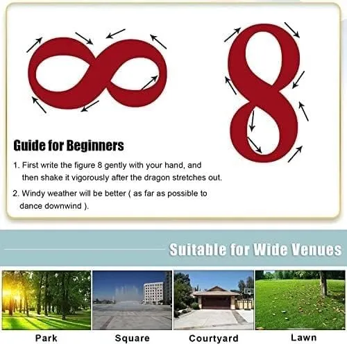 PuLAif Dragon Ribbon Streamer,Dragon Silk Flowy,3D Dragon Poi Chinese Dragon Dance Ribbon Streamer for Outdoor Spring Outing, Fiberglass Handsticks   Travel Bag(12m)