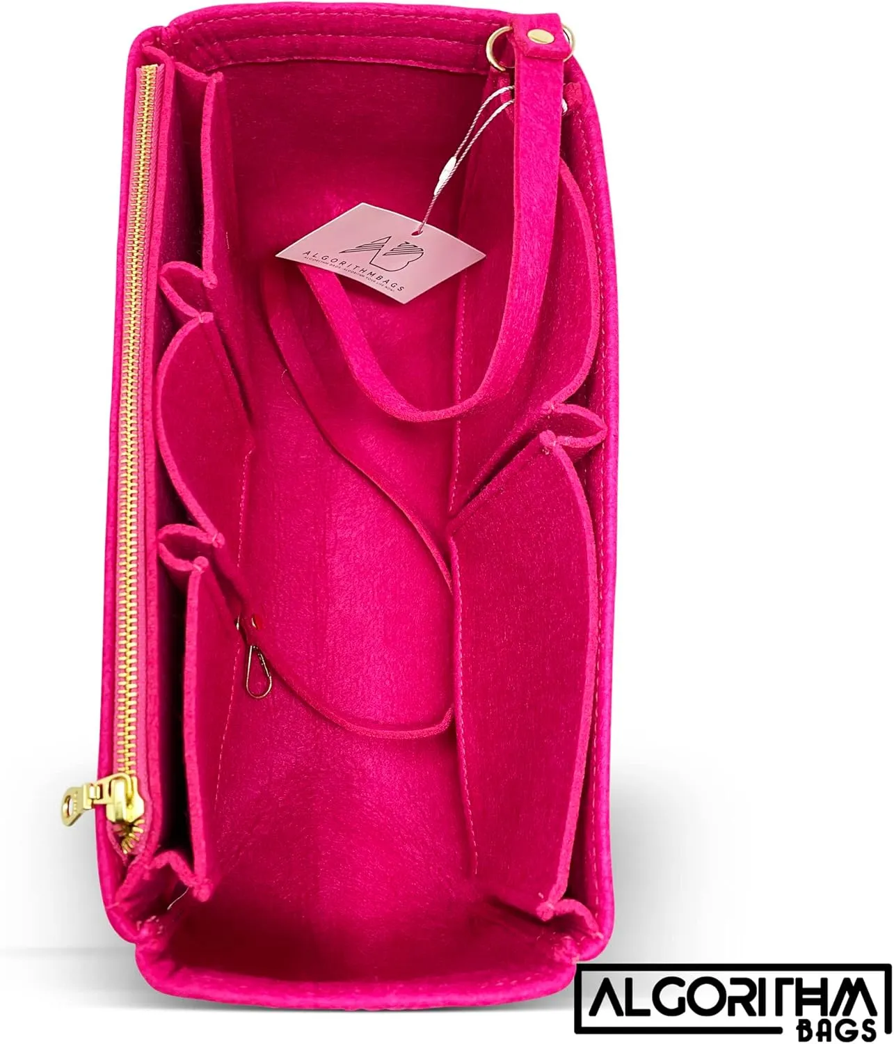 Purse Organizer Insert with zippers | designed for Louis Vuitton LV Graceful MM Bags Shaper Liner Divider Protector | 3mm Felt (Peony)