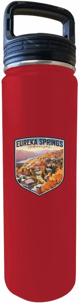 R and R Imports Eureka Springs Arkansas Little Switzerland of the Ozarks Design Souvenir 32 oz Insulated Stainless Steel Tumbler Water Bottle with Screw on Lid Red 2-Pack