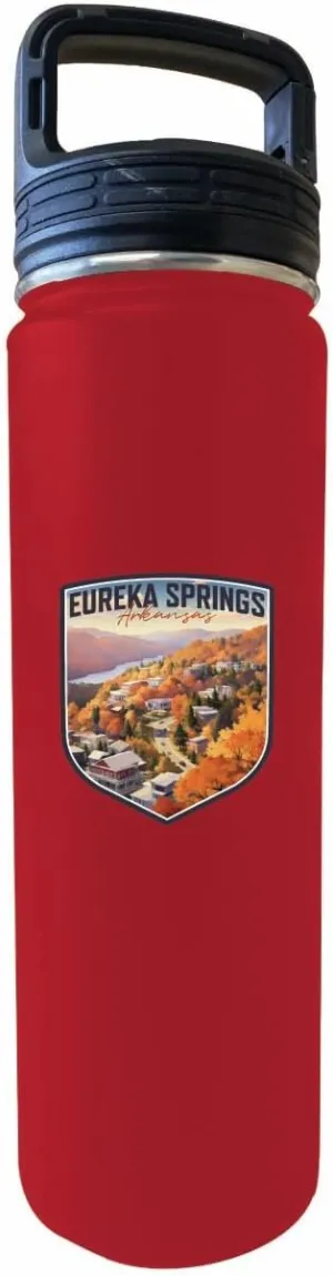 R and R Imports Eureka Springs Arkansas Little Switzerland of the Ozarks Design Souvenir 32 oz Insulated Stainless Steel Tumbler Water Bottle with Screw on Lid Red 2-Pack