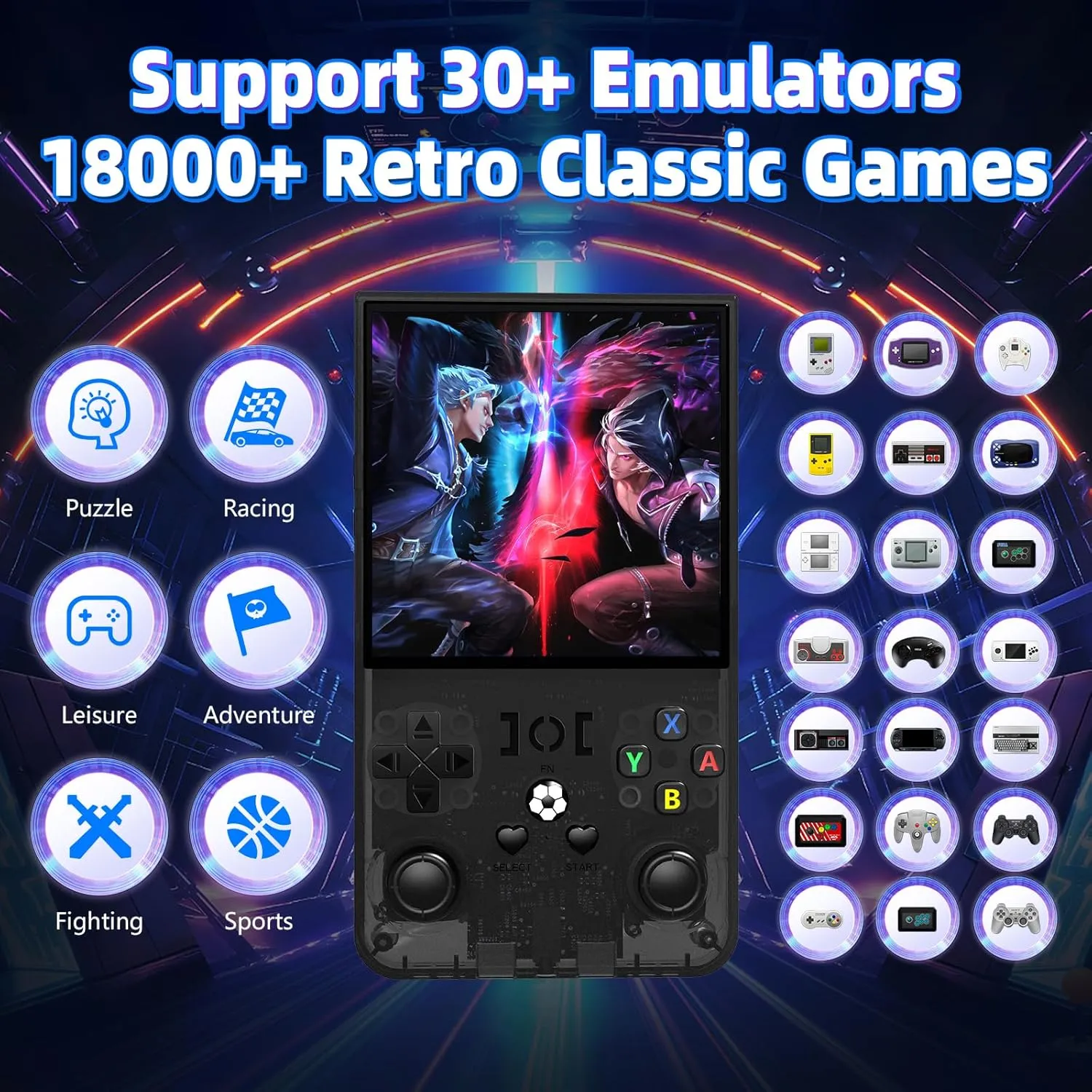 R36 Max Retro Handheld Game Console, Video Game Console with 64G Built-in 18000  Games, 4000mAh Rechargeable, Support 30  Simulators, Linux System, 4.0 Inch IPS Screen Portable Pocket Arcade, Black