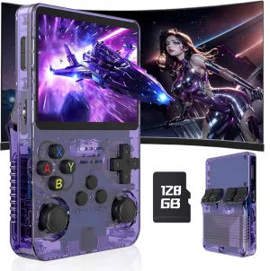R36S Handheld Game Console 128G, Retro Gaming Console Built-in 20000  Big Games Retro Gamer Pro, 3500mAh Retro Handheld Game Console Emulator Handheld Portable Handheld Video Games for Kids and Adults