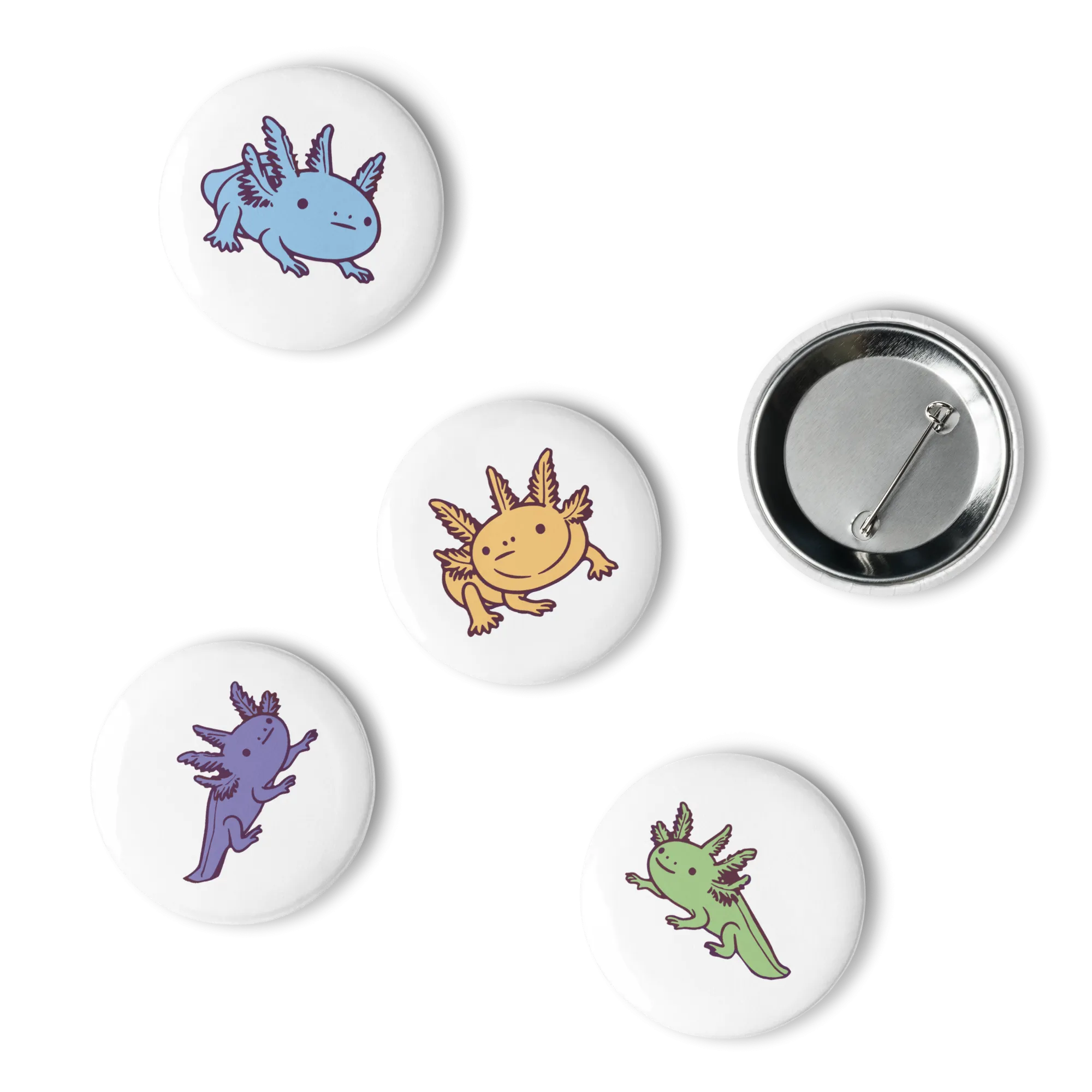 Rainbow-Lined Axolotl | Set of pin buttons