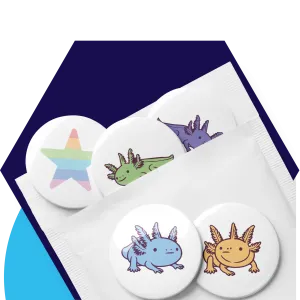 Rainbow-Lined Axolotl | Set of pin buttons