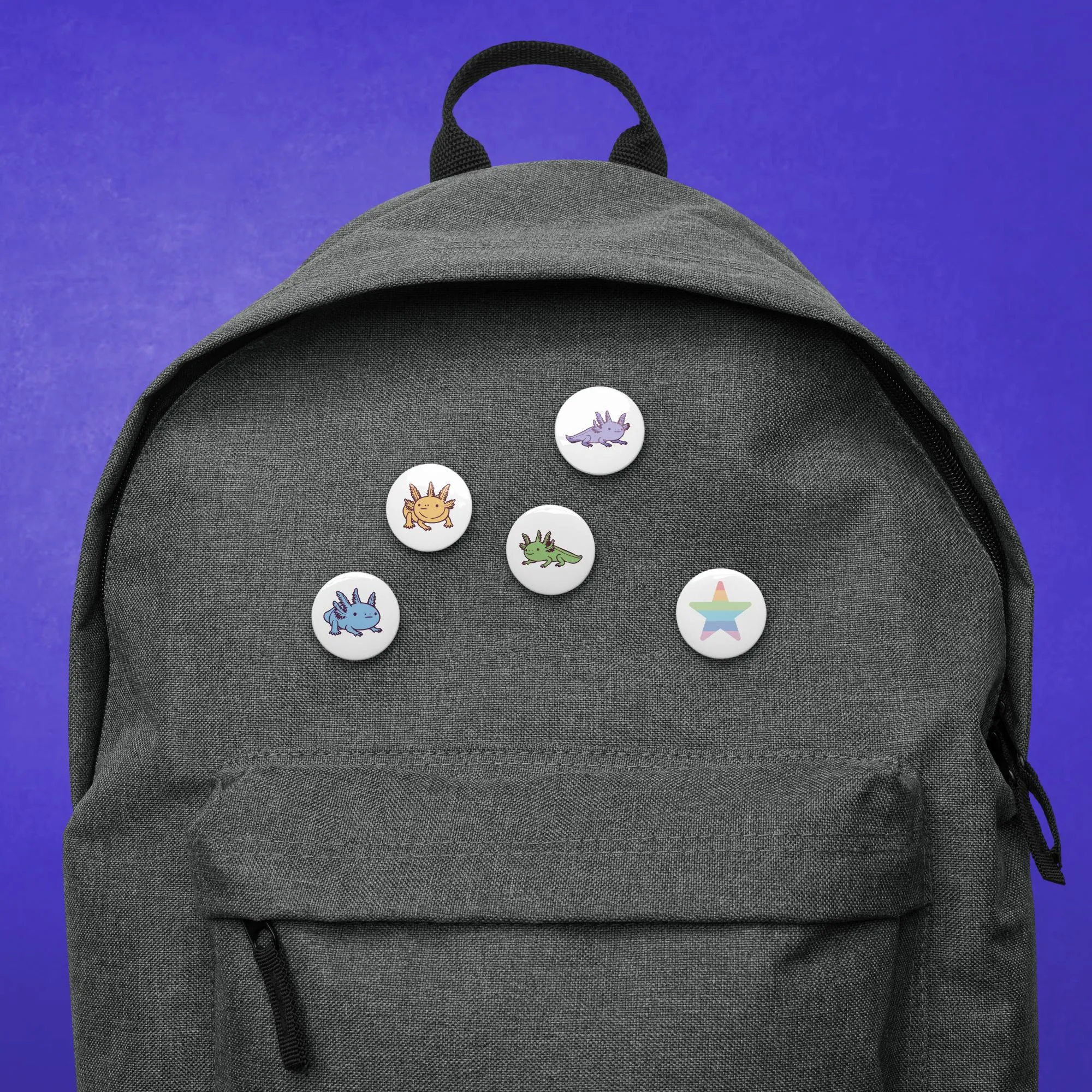 Rainbow-Lined Axolotl | Set of pin buttons