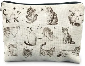 Retro Cat Makeup Bag, Cute Makeup Bag, Cat Gifts for Women Cat Lovers, Cat Cosmetic Bags for Women, Cat Mom Gifts, Cat Lady Gifts, Vintage Cat Makeup Pouch, Cat Accessories for Women