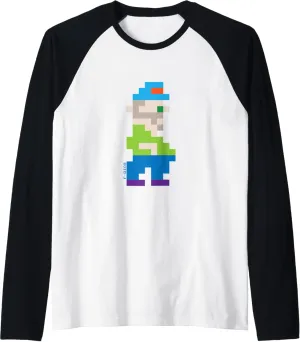 Retro Pixel Art Character 8-bit #2 by f-rico Raglan Baseball Tee