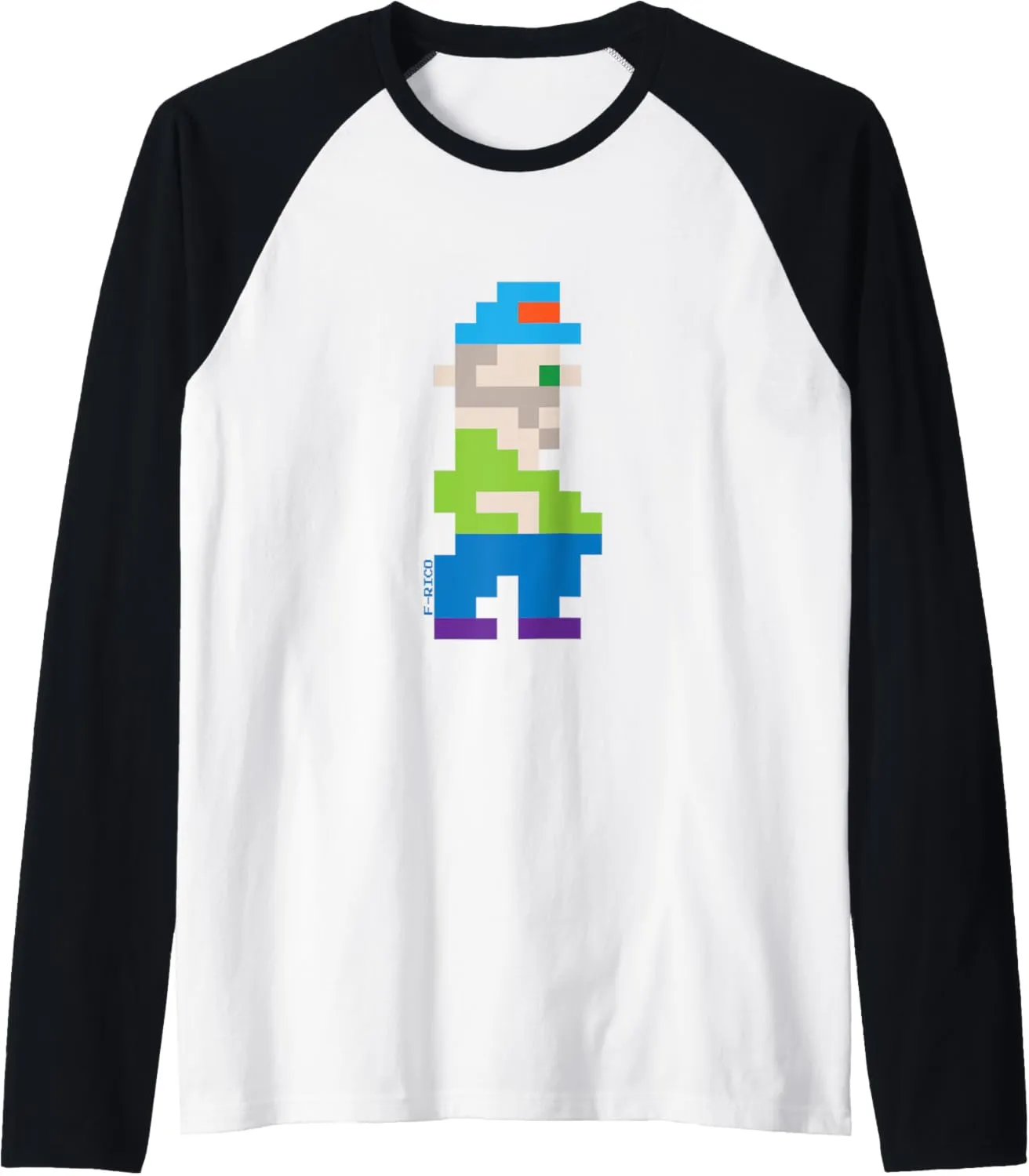 Retro Pixel Art Character 8-bit #2 by f-rico Raglan Baseball Tee
