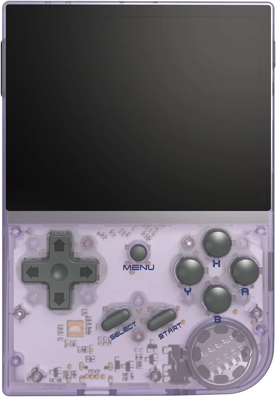 RG35XX 2024 New Updated Portable Game Console with 3.5 Inch IPS Screen Built-in 5470  Games Linux System, Handheld Video Games Support Gamepad and HDMI TV Output, Retro Game Gift (Transparent Purple)