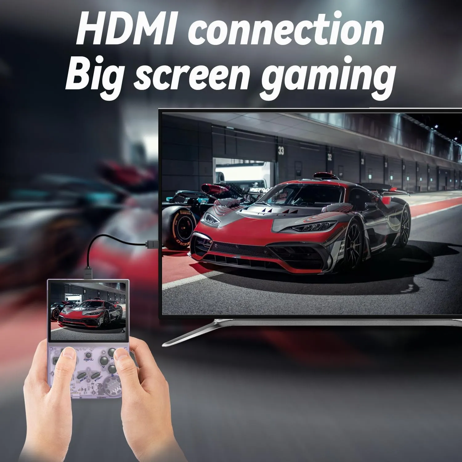 RG35XX 2024 New Updated Portable Game Console with 3.5 Inch IPS Screen Built-in 5470  Games Linux System, Handheld Video Games Support Gamepad and HDMI TV Output, Retro Game Gift (Transparent Purple)
